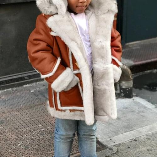 Patchwork Denim Jackets Boys Winter Jacket Leather Fur Baby Boy Clothes Trench Coat Lapel Autumn Kids Outerwear Coats Overcoat