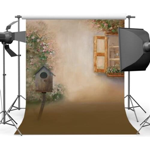 Mehofoto Old Master Windows Backdrops Photography Oil Painting Flower Retro Wall Backgrounds for Photo Studio CM-0567