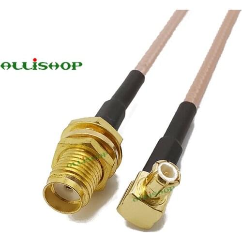 SMA Female to MCX Male Right Angle RG316D Double Shield Silver Low Loss Pigtail Cable RF Assembly for router, booster and WLAN