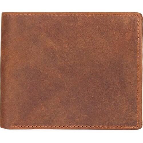 Hot genuine leather men and women wallet casual style purse high quality crazy horse leather short business wallets