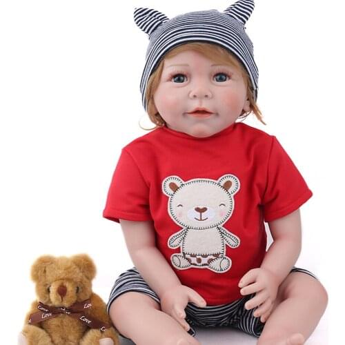 NPKDOLL 55CM Reborn Baby Doll Lifelike Soft Silicone Realista Fashion Baby boy newborn Dolls For bebe gift reborn toys