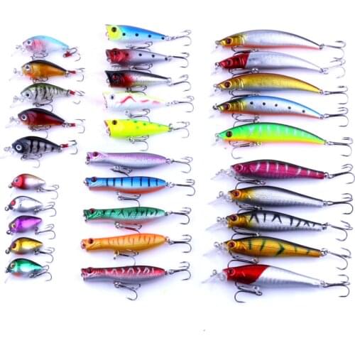 Hot 30pcs/lot fishing lure Mixed 6 models 30 colors Minnow lure fishing tackle Crank Lures Mix fishing bait Isca Artificial Bait