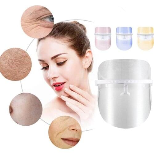 Face Mask 3 Colors LED Light Therapy Photon Instrument Anti-aging Anti Acne Wrinkle Removal Skin Rejuvenation Moisturizing Tool