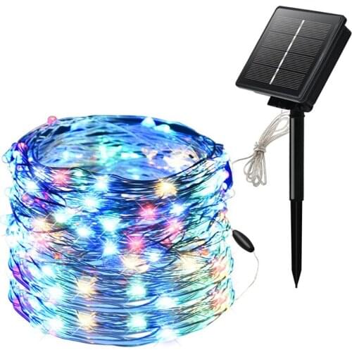 Solar Copper Wire Light String 100Led Decoration Courtyard Colored Outdoor Christmas Copper Wire Light String