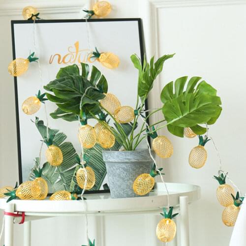 LED Pineapple Lights String Metal Fruit String Lights Christmas Patio Party Decorative Small Colored Lamps