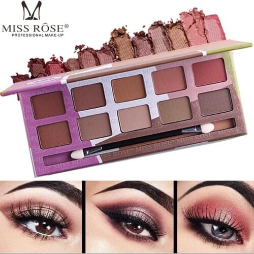 Miss Rose 10 colors nartural matte eyeshadow palette 2 styles professional waterproof smoky shimmer eye shadow Maquiagem MS013