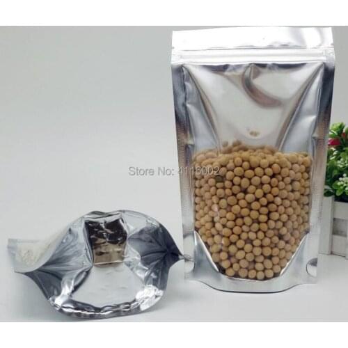 13*18cm 3000pcs Reusable Stand up Translucent Aluminium Foil Bag Grip Seal Plastic Pouch Clear Front