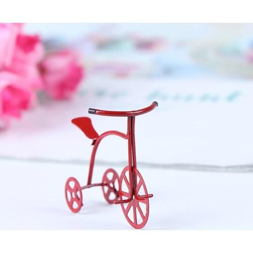1/12 Mini Red Bicycle Simulation Bike Model Toys for Doll House Decoration Furniture Toys Cute Dollhouse Miniature Accessories