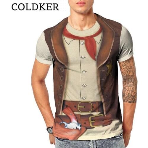 COLDKER men 3D digital printing summer shirt casual clothing streetwear for male fake two piece short sleeves