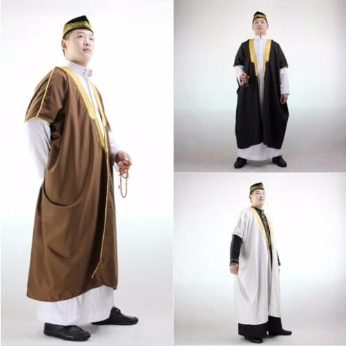 Men Jubba Thobe Robes Abaya Muslim Traditional Islamic Clothing Saudi Arabia Homme Coat Gown Dubai Kaftan Dress National Costume
