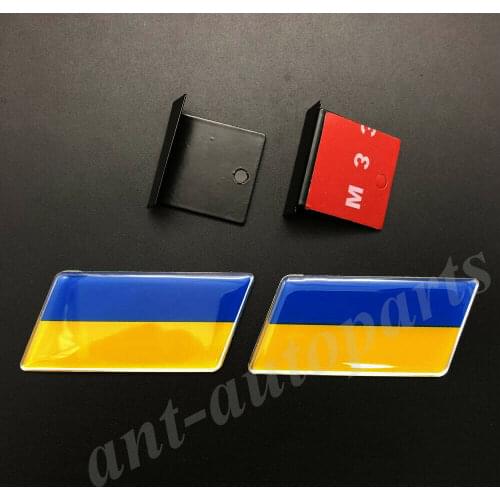 2pcs New Ukraine Flag Car Auto Front Grille Grill Emblem Badge Decals Sticker
