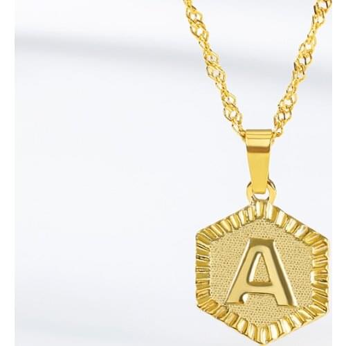 Wholesale 26pcs A-Z Letter Initial Necklace Stainless Steel Long Chain Alphabet Necklaces Pendants