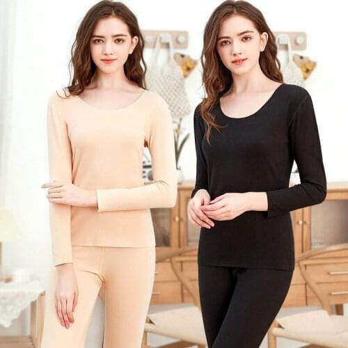 Autumn and winter models of heating fiber thermal underwear womens suit plus velvet de velvet seamless tight-fitting autumn clo