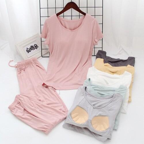 Fdfklak Summer New Pajama Suit Lounge Wear For Women Set Short Sleeve Sleepwear Modal Pijama Womens Pajamas Pyjamas