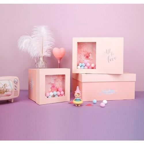 LED Included Gift Box Pink Crystal Ball Creative Ins Gift Box Packing Childrens gift surprise candy Valentines Day Wedding