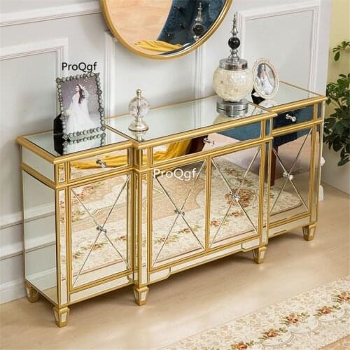 Prodgf 1Pcs A Set Luxury Mirror Effect Corner Console Cabinet Sideboard