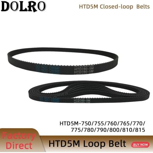 HTD5M Synchronous Timing belt Pitch length 750/755760/765/770/775/780/790/800/810/815 mm width 9/10/12/15/20/25 mm Rubber closed