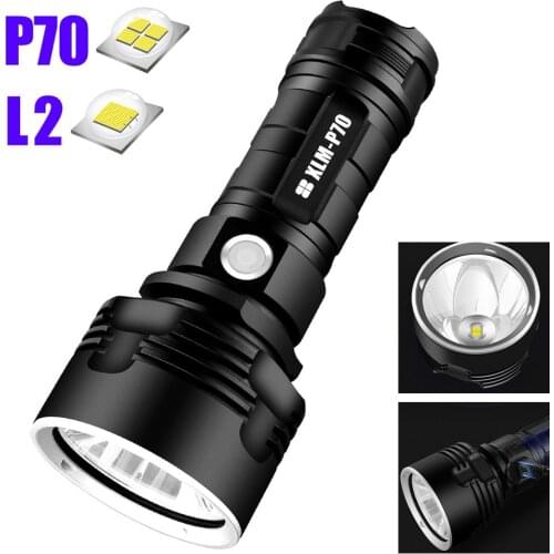LED Flashlight High Lumens XLM-P70 Most Powerful USB No Battery Rechargeable Waterproof Ultra Bright Lantern Camping Hand Lamp