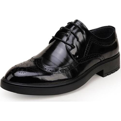 Lace-Up Business Men Shoes Spring and Autumn Mens Shoes Casual High Quality Genuine Leather Shoes Spring Bullock Cowhide