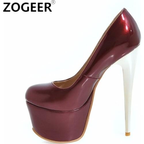 Plus Size 48 Fashion 16CM Extreme High Heels Shoes Women Pumps Platform Sexy Blue Red Womens Heels Evening Party Wedding Shoes