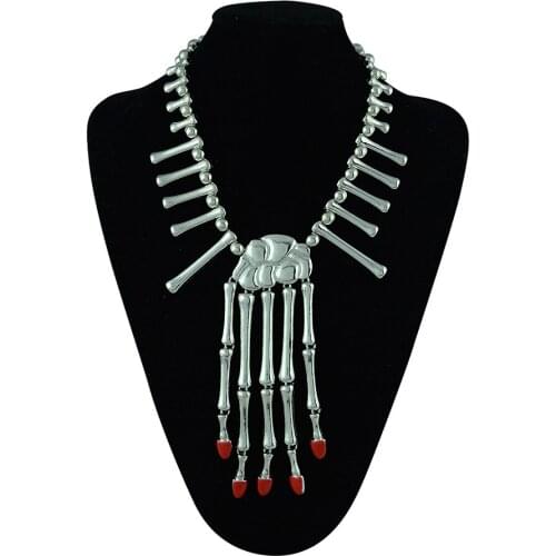 Unique Fashion Style Halloween Hand Skull Skeleton Elastic necklace Free Shipping Men Women Costume Play Party