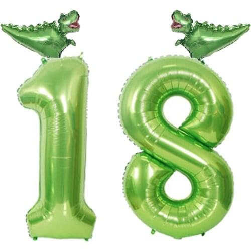 2Pcs/Lot 40Inch Green Foil Number Balloon 39Cm Dinosaur Helium Ball Birthday Party Decorations Kid Baby Shower Air Globos
