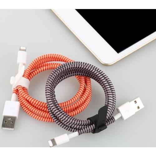 1.4M Colorful USB Charging Data Line Cable Protector Wire Cord Protection Spring Wrap Cable Winder Organizer Phone Accessories