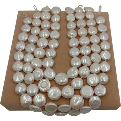 39 CM one strand big round coin pearl beads,100% freshwater loose pearl with coin baroque shape-18-20 mm