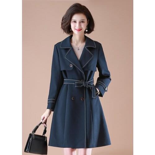 2021 New Trench Coat For Women Spring Autumn Elegant Double-Breasted Windbreaker With Belt Office Lady Outerwear Plus Size 4XL