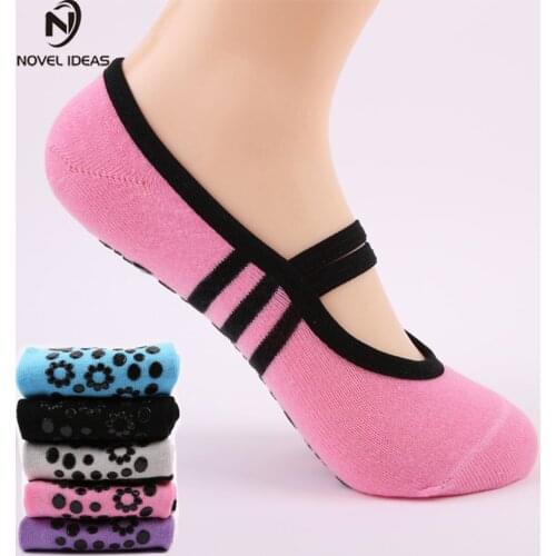 Women Anti Slip Bandage Cotton Sports Yoga Socks Ladies Ventilation Pilates Ballet Socks Dance Sock Slippers 6Colours