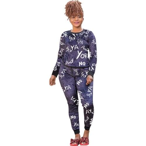 Plus Size 5XL Sexy Two Piece Sets Women Tops And Drawstring Skinny Pants Matching Set Autumn Fashion Letter Print Tracksuit Suit