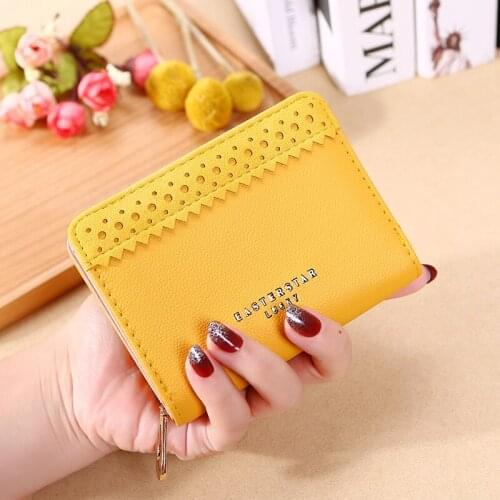 Female New Korean Version Short Wallet Pure Color Simple Small Soft Leather Women Purse Multi-card Site Zipper Lady Coin Pocket