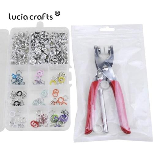 1set/lot 10 Colors 1pcs Plier+1set Eyelets Prong Snap Buttons Press Fasteners Studs Poppers Buckle+200pcs 5mm Eyelets G0218