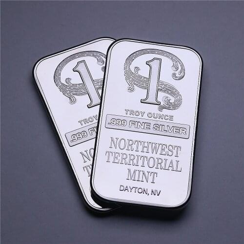 1 oz America Silver Bar Northwest Territories Mint Silver Bar Bullion No Magnetic Home Decorations Collection Crafts