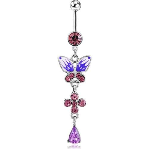14G 316L Surgical Steel Crown Navel Belly Button Ring Body Piercing Arrow Dangle Navel Belly Ring