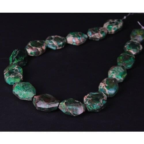 15.5"strand Green Emperor Stone Faceted Slab Slice Loose Beads,Cut Sea Sediment Jaspers Nugget Pendant Necklaces Jewerly Making