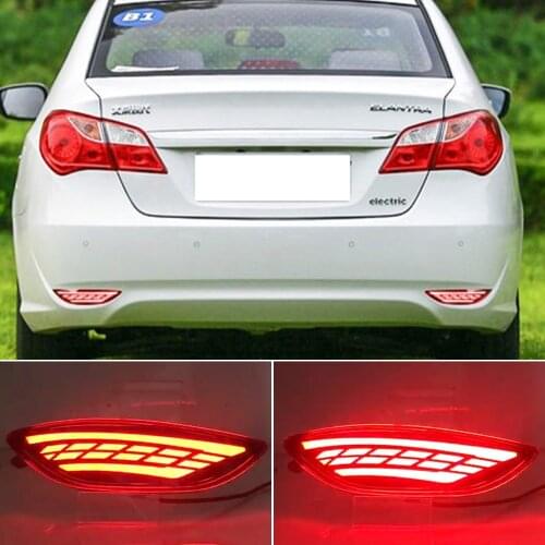 2PCS Rear Bumper Reflector Brake Light For Hyundai Accent Verna Brio Solaris 2008-2015 Red Lens LED Car Warning Fog Lamp