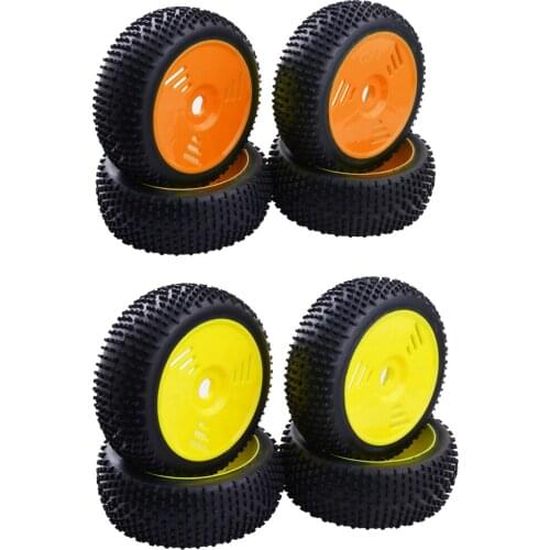 4pcs Rubber Tires & Wheels 17mm Hex for 1/8 Team Losi Redcat FS RC Car Buggy