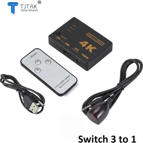 4K*2K HDMI Switch Splitter 3 In 1 out Port Hub hdmi Video Switch Switcher HDTV Audio Video Converter Adapter with Remote Control