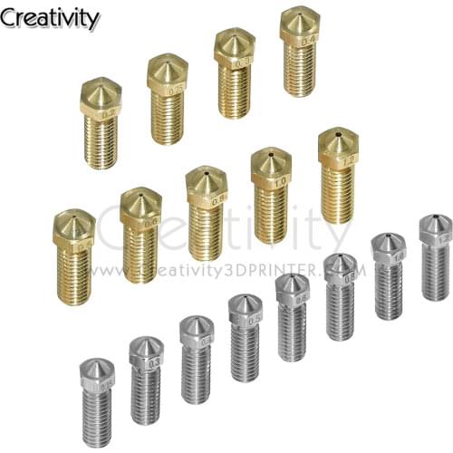 5Pcs Volcano Nozzles 1.75mm Filament Extruder 0.2/0.25/0.3/0.4/0.5/0.6/0.8/1.0 3D Printer Part Copper Lengthen Extruder part