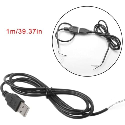 5V USB 2.0 Male Jack 2 Pin 2 Wire Power Charge Cable Cord Connector DIY 1m Wire