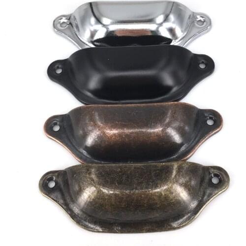 97mmX31mm Retro Shell Pulls Oil Rubbed Iron Conch Cup Handle Knob Drawer Cabinet Decor Bin Pulls