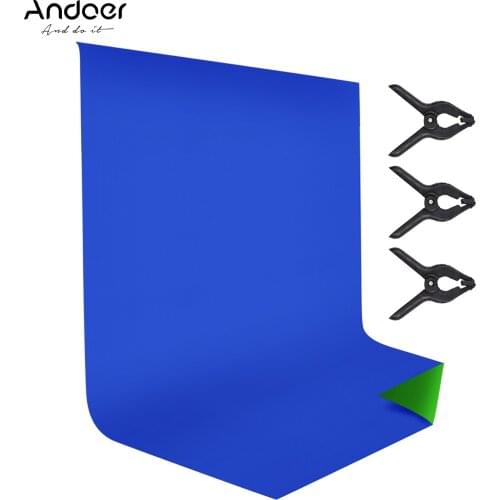 Andoer 1.8 * 2.8M/ 6 * 9.2ft Bi-Color Photography Backdrop Background Screen Washable Polyester-Cotton with 3pcs Backdrop Clamps