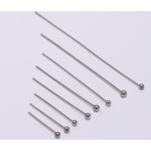 100PCS/Lot 15/30/50MM Stainless Steel Ball Head Pin For Diy Jewelry Making Earrings Headpin Findings Accessories Supplies