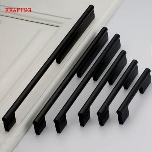 KK&FING American Style Black Solid Aluminum Alloy Cabinet Handles Kitchen Cupboard Door Pulls Drawer Knobs Furniture Hardware