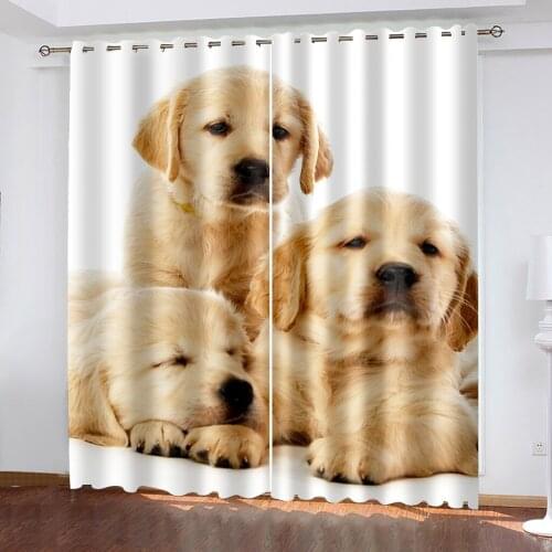 3D Printing Household Animal Pet Dog Adult Children Bedroom Living Room Shade Custom Decorative Curtain with Hook Accessories