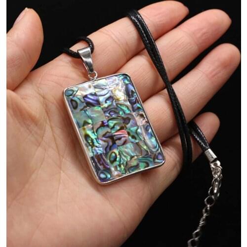 Hot Sale Natural Abalone Necklace Reiki Heal Vintage Square Shape Shell Good Quality Women Party Necklace Jewelry Gifts