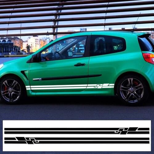 Car Styling Side Stripe Graphic Skirt Decals Car Stickers for Renault Sport Clio Megane Ford Foucs 2 3 Golf 6 7 Accessories