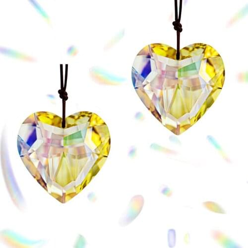 H&D 2 Pack Crystal Heart Prisms Suncatcher Window Hanging Ornament Rainbow Crystal for Home Garden Decoration Christmas Wedding