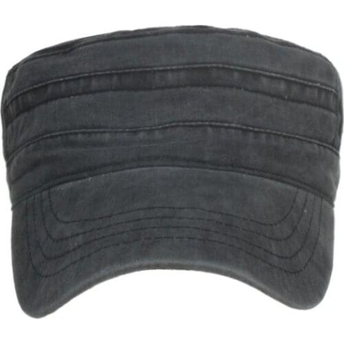 Soldier Style Casual Washed Cotton Flat Top Hat Adjustable Military Caps Men Women Cadet Cap Unique Design Vintage Four Seasons